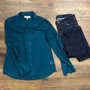 Olive and Oak dark dark emerald green top